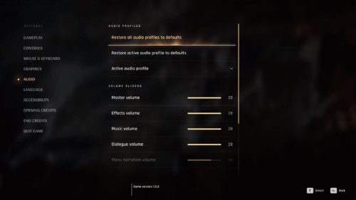 Audio screenshot of 007 First Light video game interface.