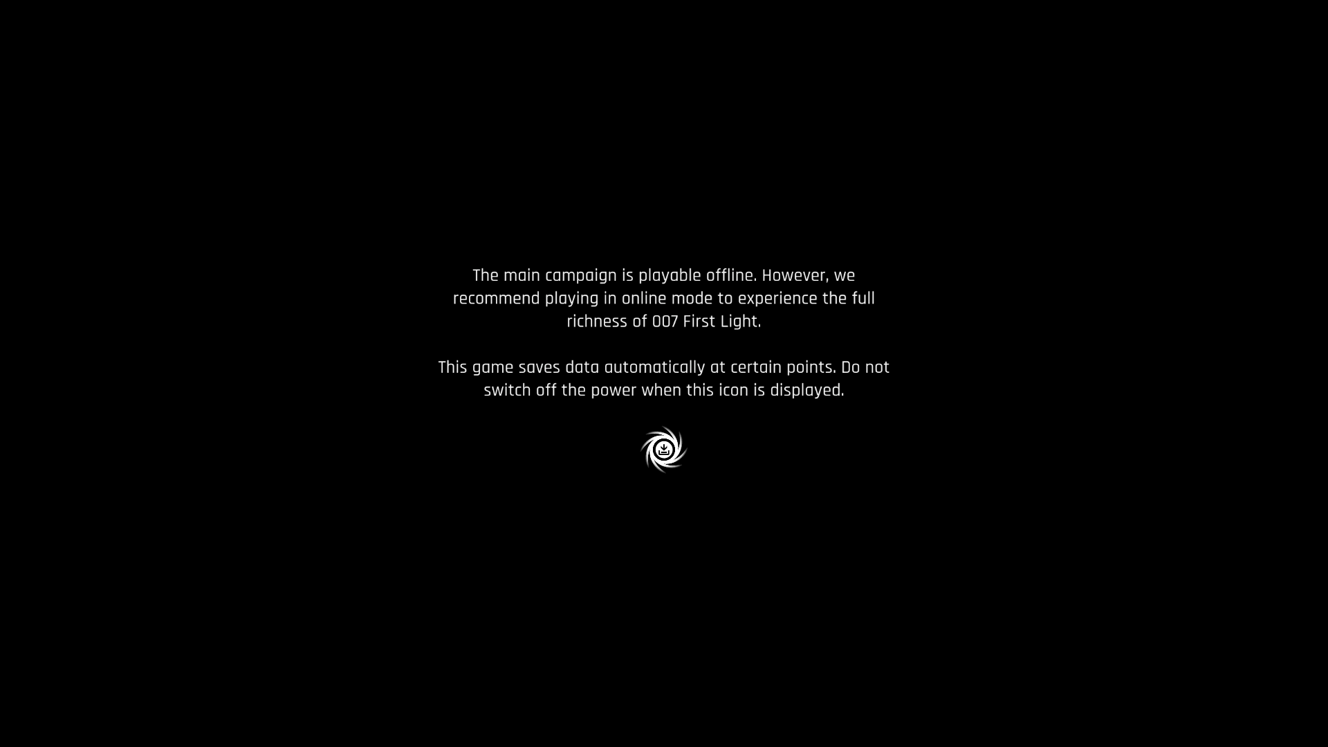 Autosave screenshot of 007 First Light video game interface.