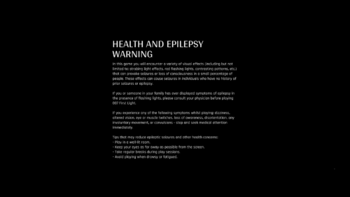 Epilepsy Warning screenshot of 007 First Light video game interface.
