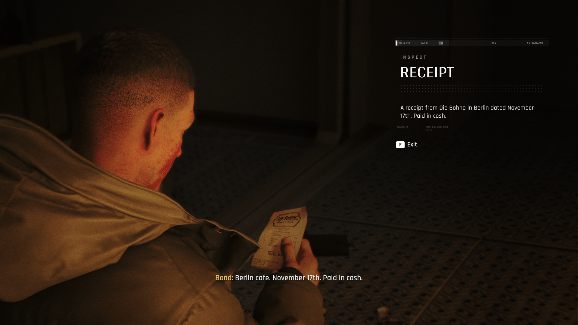 Note screenshot of 007 First Light video game interface.
