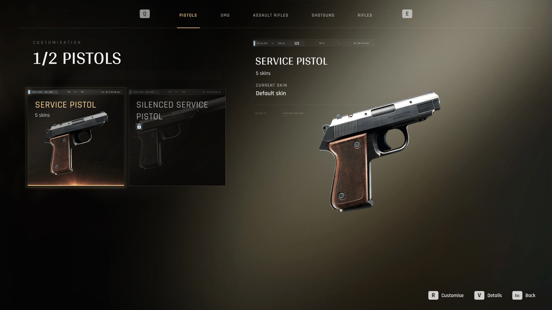 Weapons screenshot of 007 First Light video game interface.