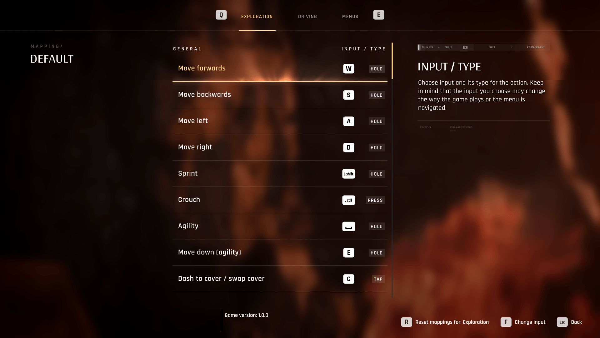 Controls Map screenshot of 007 First Light video game interface.