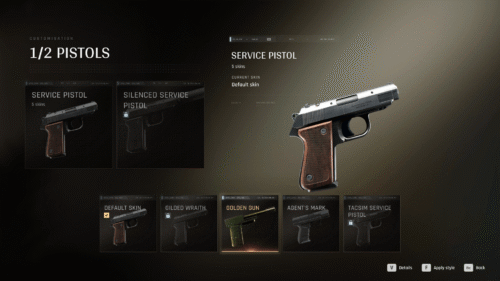 Customization screenshot of 007 First Light video game interface.