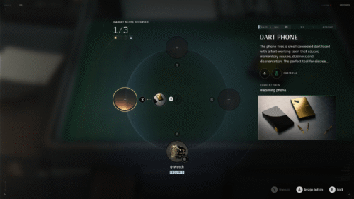 Inventory screenshot of 007 First Light video game interface.
