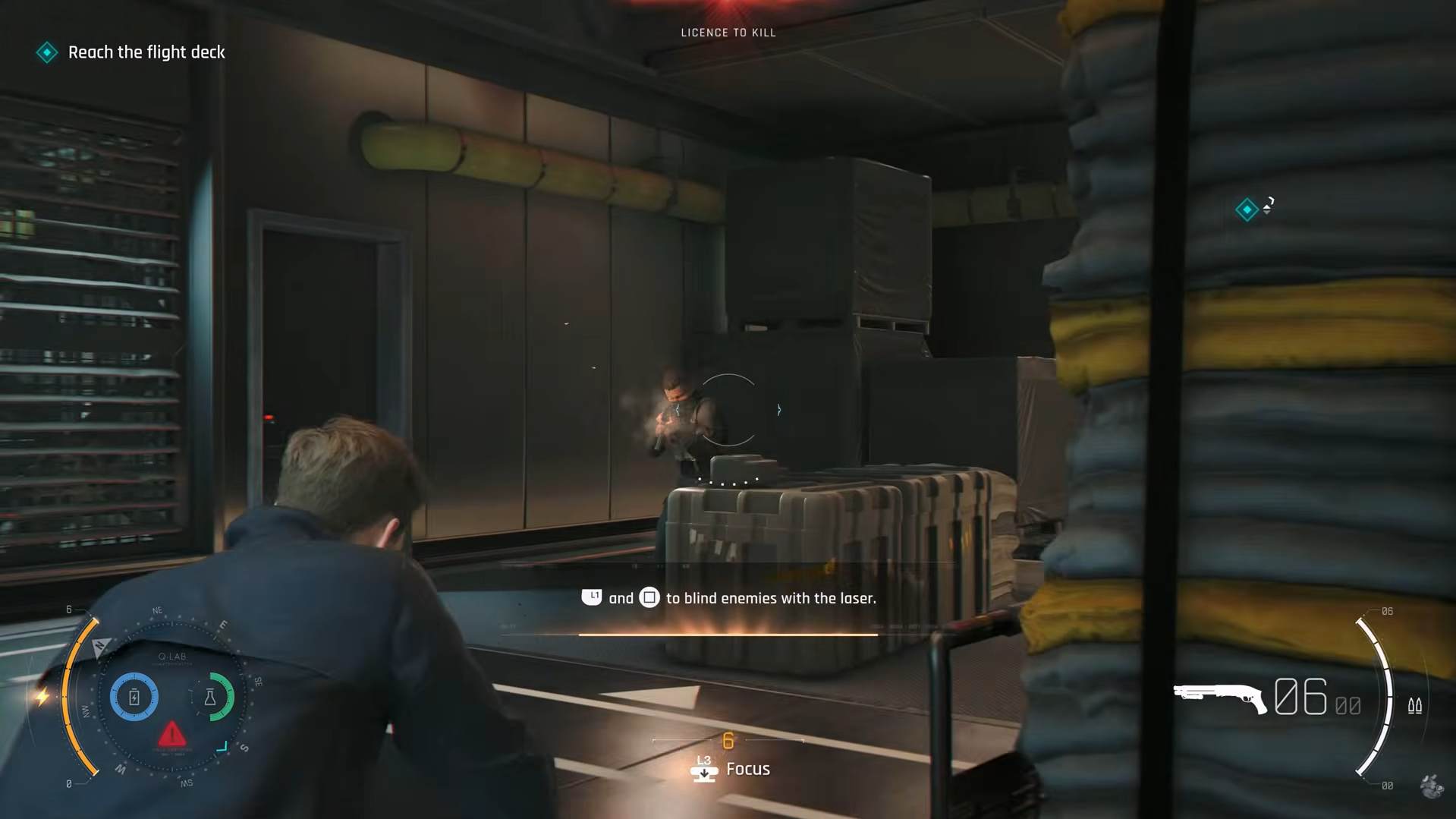HUD screenshot of 007 First Light video game interface.
