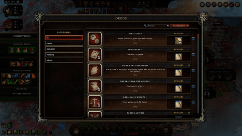 Achievements screenshot of Against the Storm video game interface.