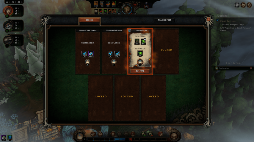 Quests screenshot of Against the Storm video game interface.
