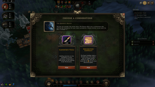 Reputation screenshot of Against the Storm video game interface.