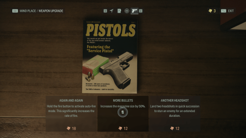 Weapon Upgrade screenshot of Alan Wake II video game interface.