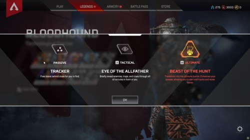 View skills screenshot of Apex Legends video game interface.