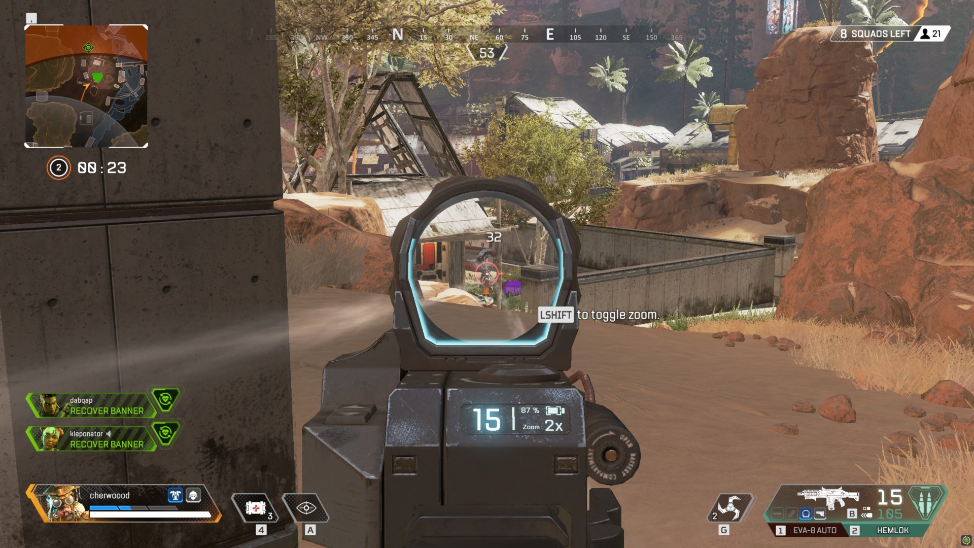 Zoom screenshot of Apex Legends video game interface.
