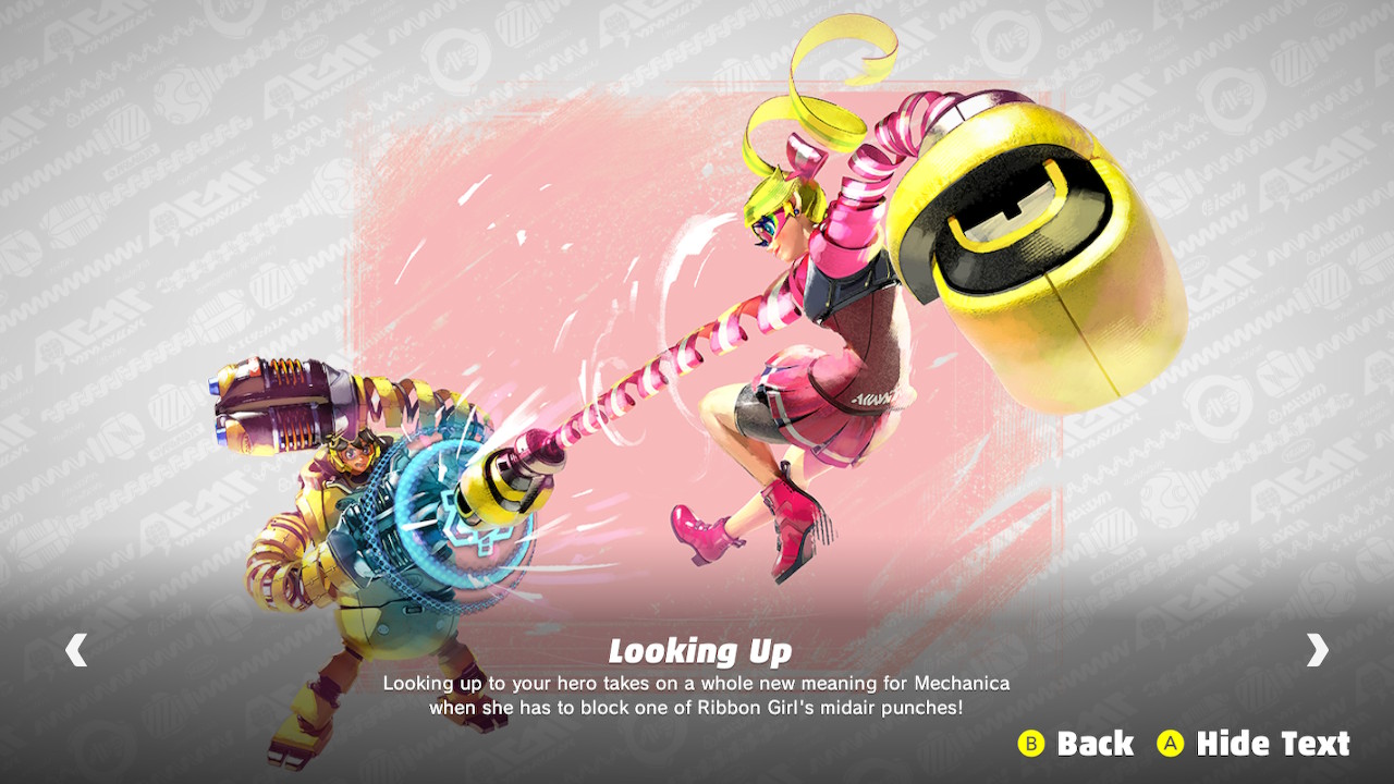 The fighters screenshot of ARMS video game interface.