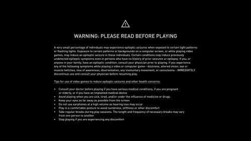 Epilepsy Warning screenshot of Assassin’s Creed Mirage video game interface.