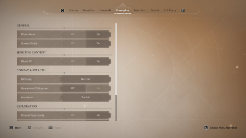 Gameplay screenshot of Assassin’s Creed Mirage video game interface.