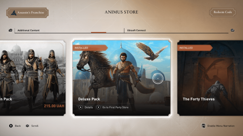 Store screenshot of Assassin’s Creed Mirage video game interface.