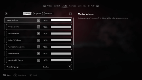 Audio screenshot of Assassin’s Creed Shadows video game interface.