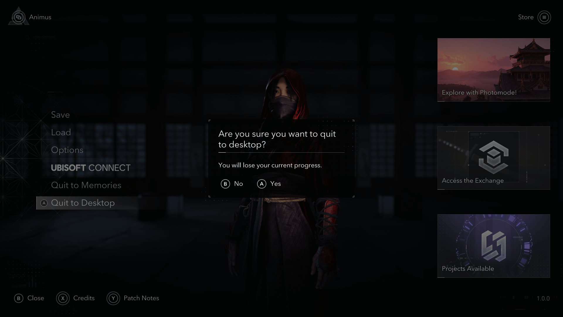 Confirmation screenshot of Assassin’s Creed Shadows video game interface.