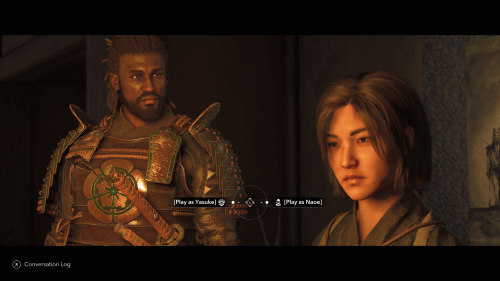 Dialogue screenshot of Assassin’s Creed Shadows video game interface.