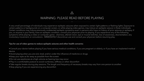 Epilepsy Warning screenshot of Assassin’s Creed Shadows video game interface.