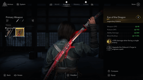 Inventory screenshot of Assassin’s Creed Shadows video game interface.