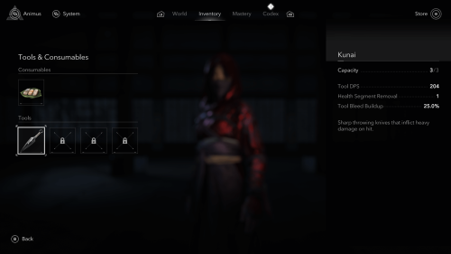 Inventory screenshot of Assassin’s Creed Shadows video game interface.