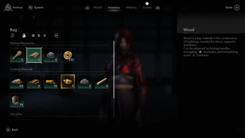 Inventory screenshot of Assassin’s Creed Shadows video game interface.