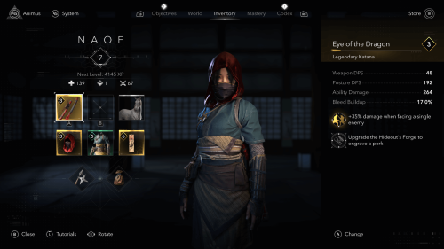 Inventory screenshot of Assassin’s Creed Shadows video game interface.