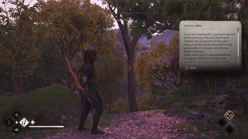 Letter screenshot of Assassin’s Creed Shadows video game interface.