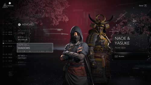 Main Menu screenshot of Assassin’s Creed Shadows video game interface.