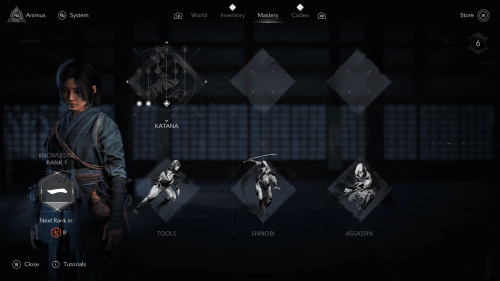 Skill Tree screenshot of Assassin’s Creed Shadows video game interface.