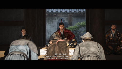 Subtitles screenshot of Assassin’s Creed Shadows video game interface.