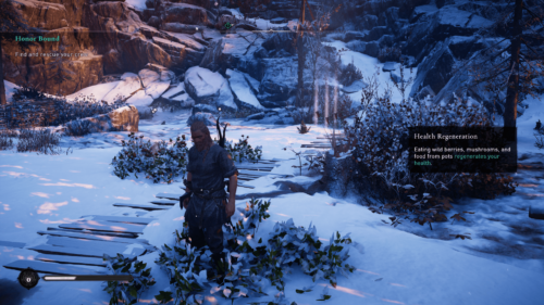 Health regeneration screenshot of Assassin’s Creed Valhalla video game interface.
