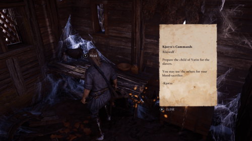 Note screenshot of Assassin’s Creed Valhalla video game interface.