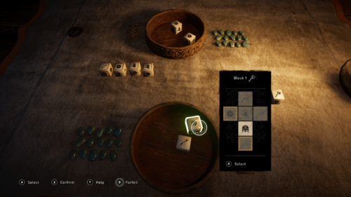 Orlog screenshot of Assassin’s Creed Valhalla video game interface.