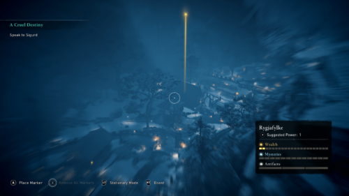 Place marker screenshot of Assassin’s Creed Valhalla video game interface.