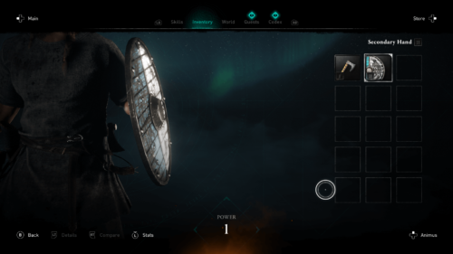 Secondary hand screenshot of Assassin’s Creed Valhalla video game interface.