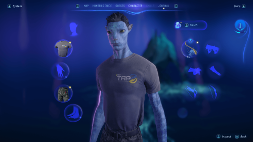 Character screenshot of Avatar: Frontiers of Pandora video game interface.