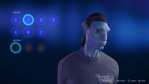 Character Customization screenshot of Avatar: Frontiers of Pandora video game interface.