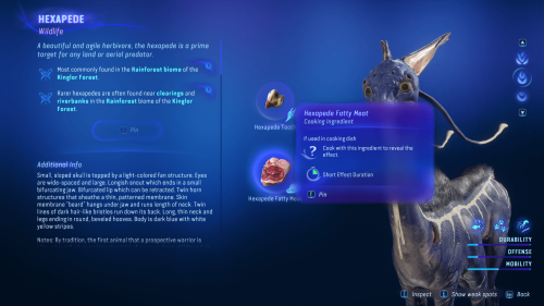 Hunter Guide screenshot of Avatar: Frontiers of Pandora video game interface.