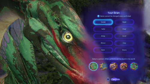 Ikran Name screenshot of Avatar: Frontiers of Pandora video game interface.