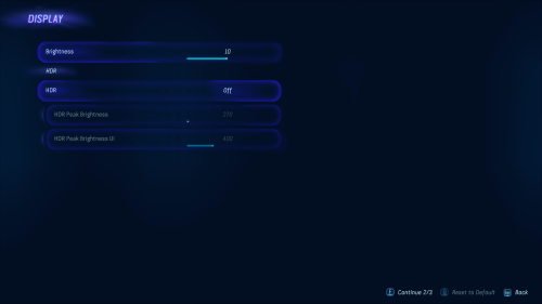 Intro Settings 2/3 screenshot of Avatar: Frontiers of Pandora video game interface.