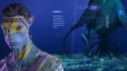 Player Stats screenshot of Avatar: Frontiers of Pandora video game interface.