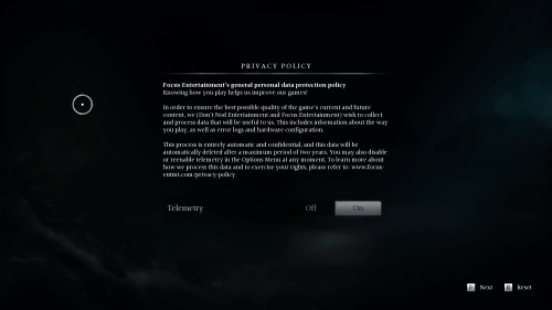 Privacy Policy screenshot of Banishers: Ghosts of New Eden video game interface.