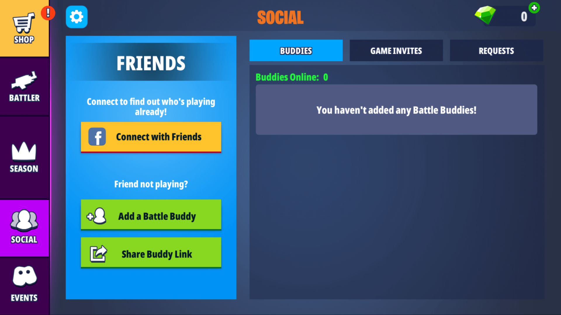 Social screenshot of Battlelands Royale video game interface.