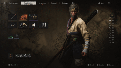 Inventory screenshot of Black Myth: Wukong video game interface.