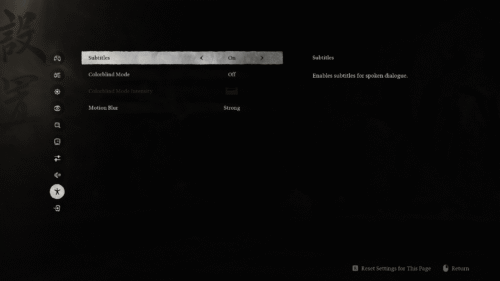 Accessibility screenshot of Black Myth: Wukong video game interface.