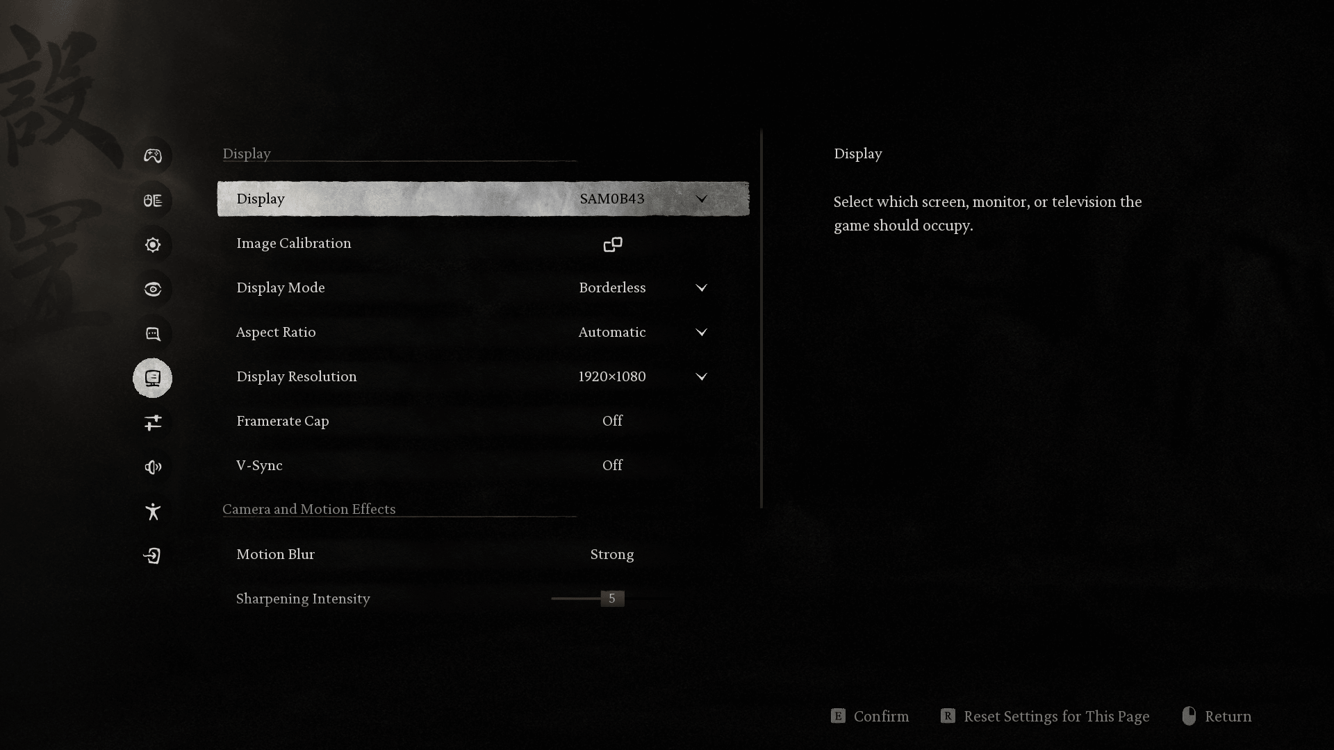 Display screenshot of Black Myth: Wukong video game interface.