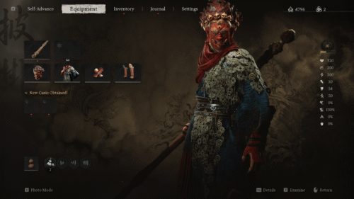 Inventory screenshot of Black Myth: Wukong video game interface.