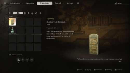 Items screenshot of Black Myth: Wukong video game interface.