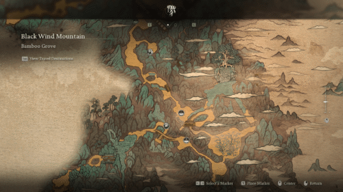 Map screenshot of Black Myth: Wukong video game interface.